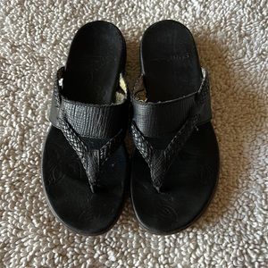 Black Leather flip sandals